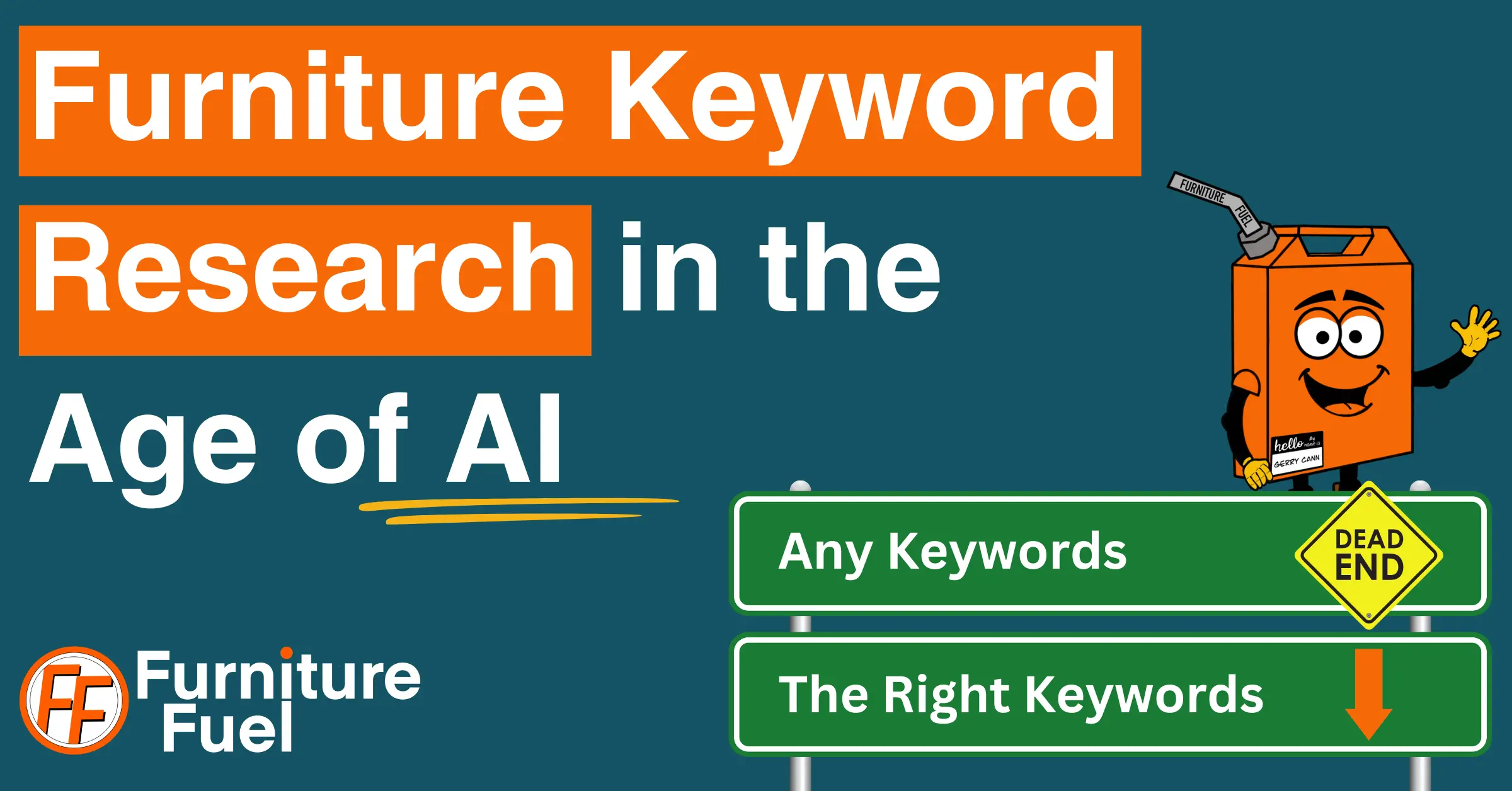 a featured image showing Gerry Cann with a sign showing that any keywords are a dead-end, and the right keywords are the way forward.