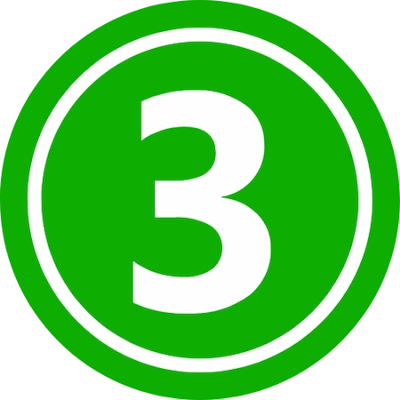 a number three with a green surrounding.